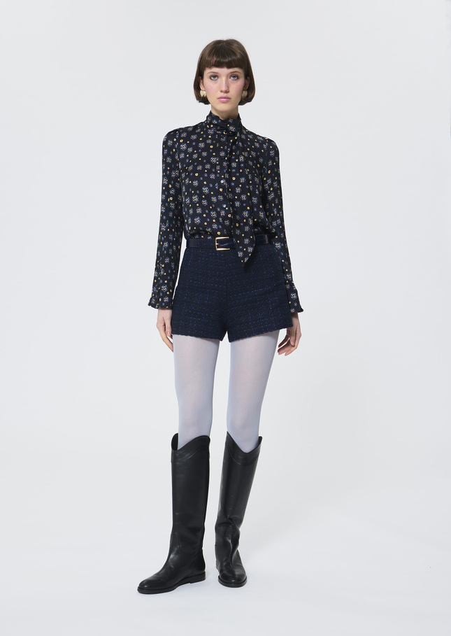 Chemise Colette bleu nuit imprimé fleuri Nuit TARA JARMON