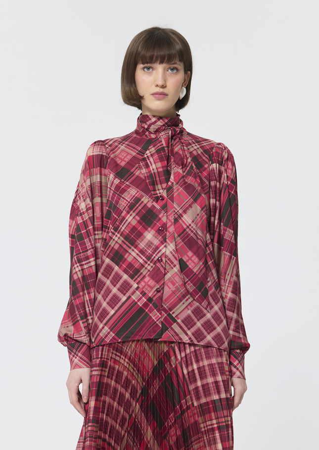Chemise Candya rose imprimé écossais Framboise TARA JARMON