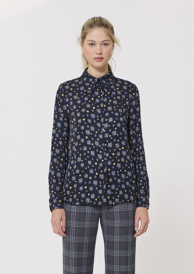 Chemise Charlotte bleu nuit imprimé fleuri Nuit TARA JARMON