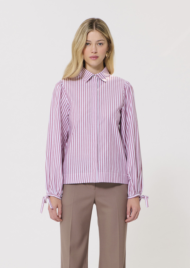 Chemise Calyette rose à rayures en popeline Bois de rose TARA JARMON