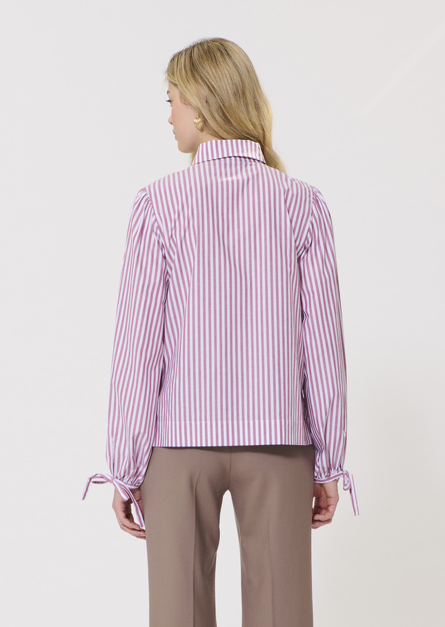 Chemise Calyette rose à rayures en popeline Bois de rose TARA JARMON