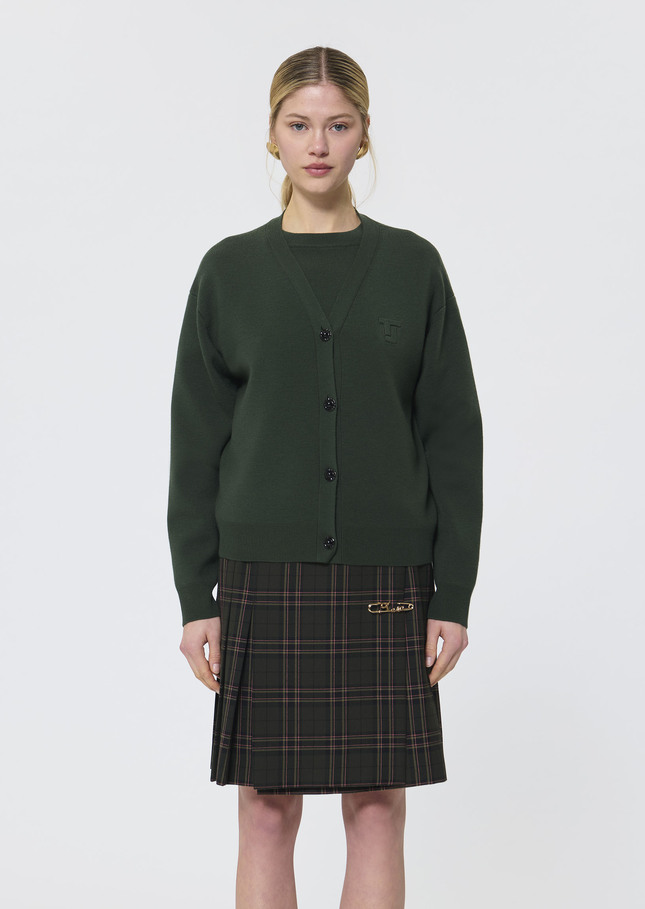 Gilet Gibus vert en laine merinos compacte Vert TARA JARMON