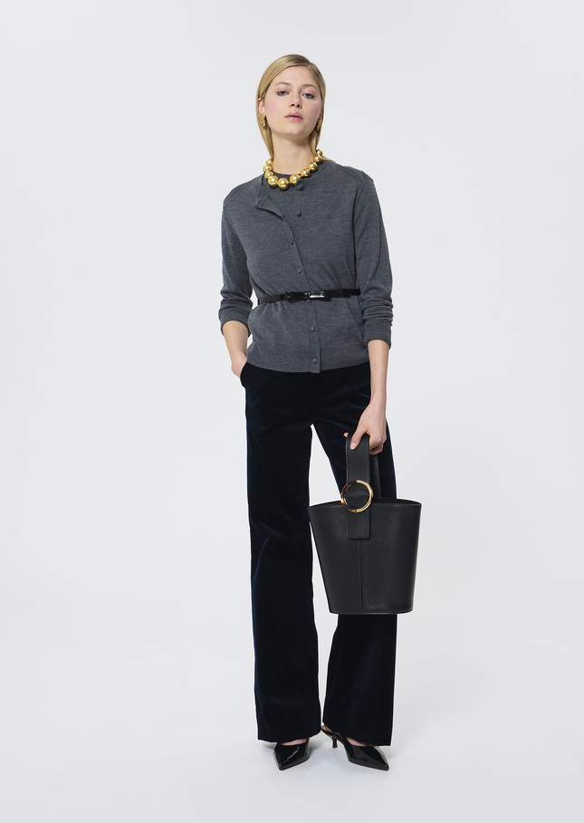 Gilet Ginno gris chiné en laine merinos Gris chine TARA JARMON