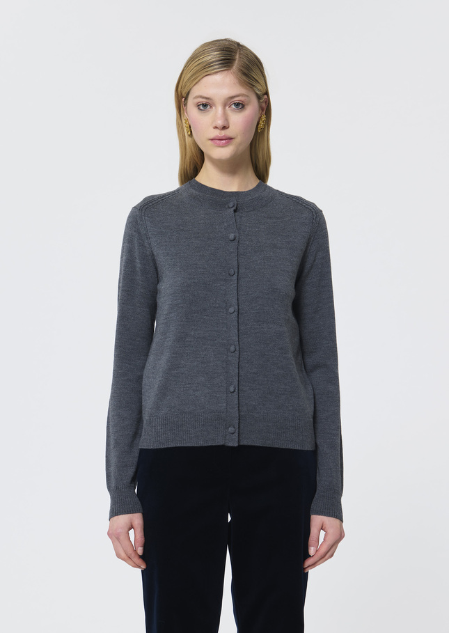 Gilet Ginno gris chiné en laine merinos Gris chine TARA JARMON