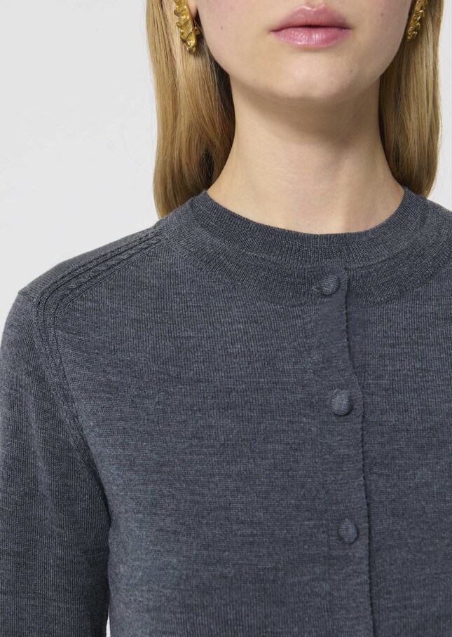 Gilet Ginno gris chiné en laine merinos Gris chine TARA JARMON