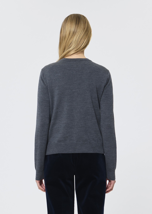 Gilet Ginno gris chiné en laine merinos Gris chine TARA JARMON