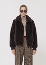 Blouson Bianca marron en fausse fourrure bouclettes Chocolat, Vert TARA JARMON