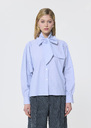 Chemise Candya bleue à rayures en popeline Bleu, Charcoal, Framboise TARA JARMON