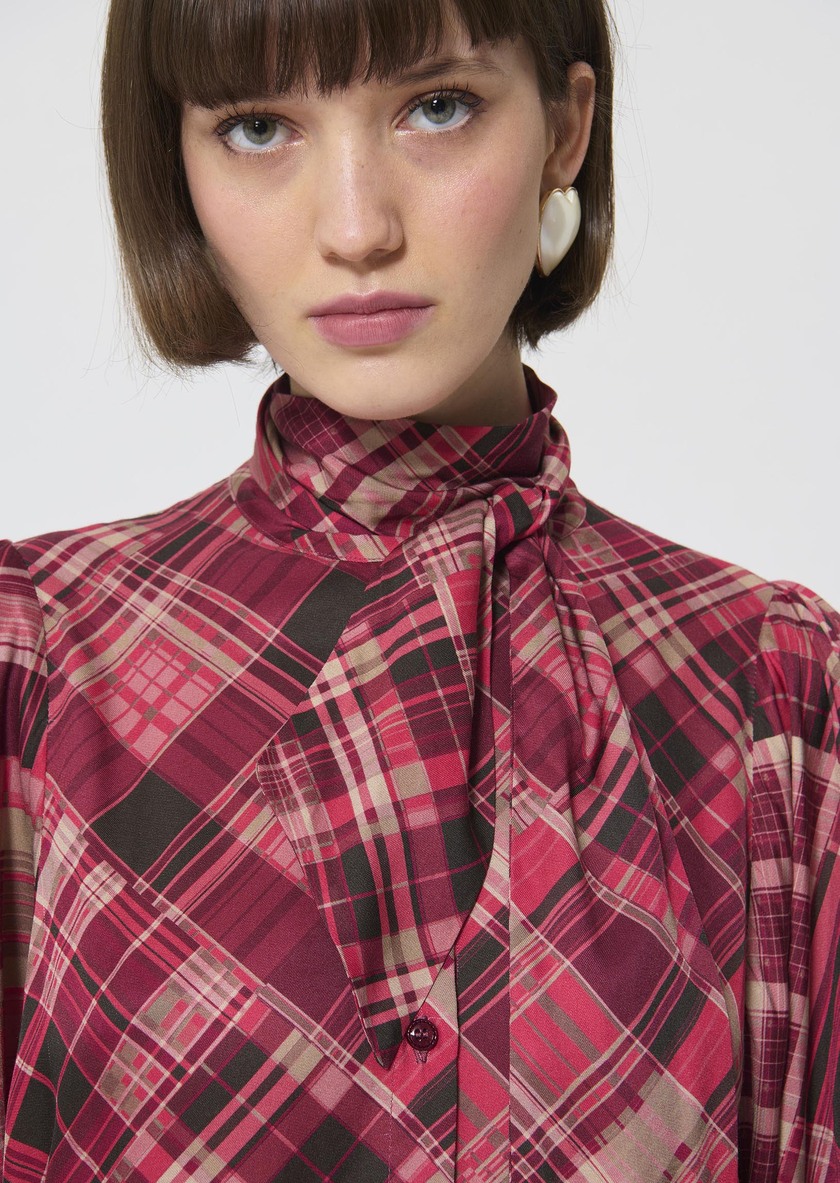 Chemise Candya rose imprimé écossais Framboise TARA JARMON