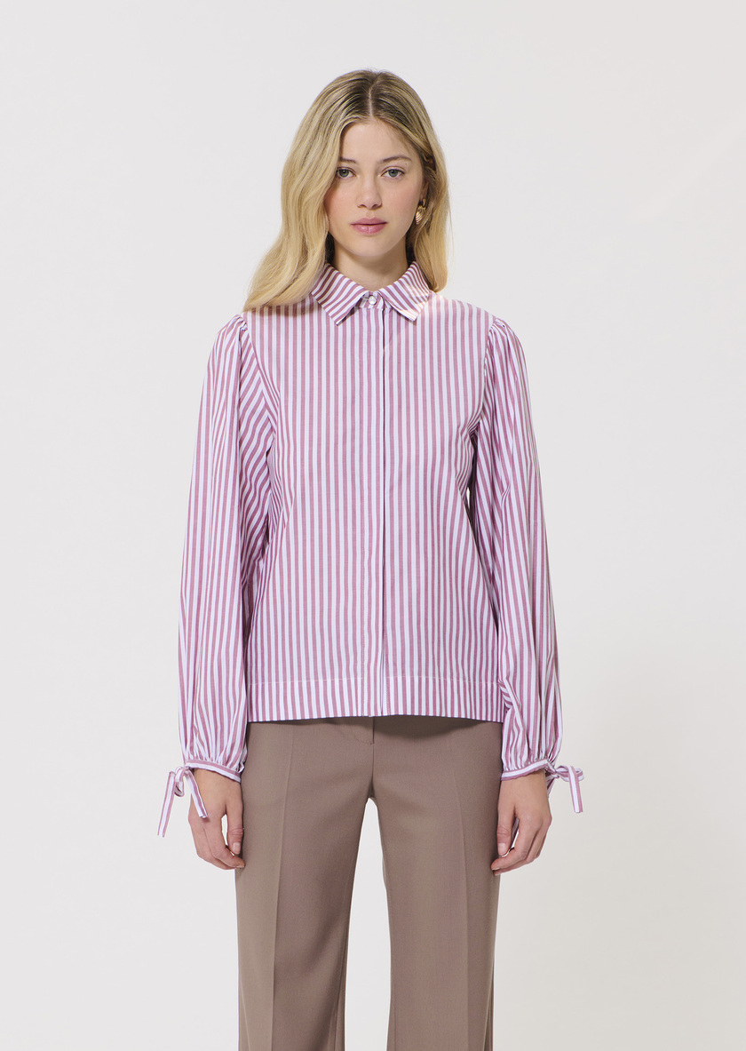 Chemise Calyette rose à rayures en popeline Bois de rose TARA JARMON