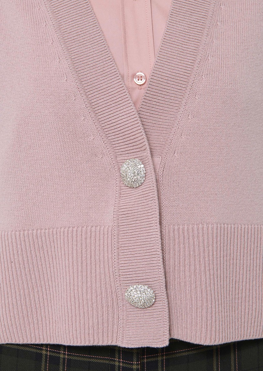 Gilet Gilles rose pâle en laine et alpaga Blush TARA JARMON