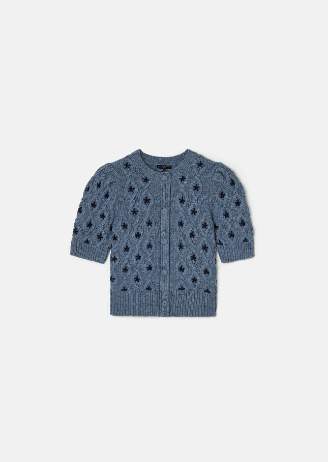Gilet Georges bleu nuit en maille boutonnée Nuit TARA JARMON