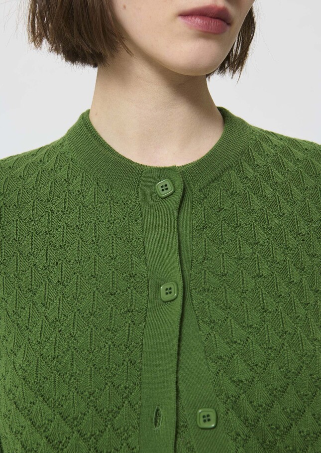Gilet Gerty vert en laine merinos Cactus TARA JARMON