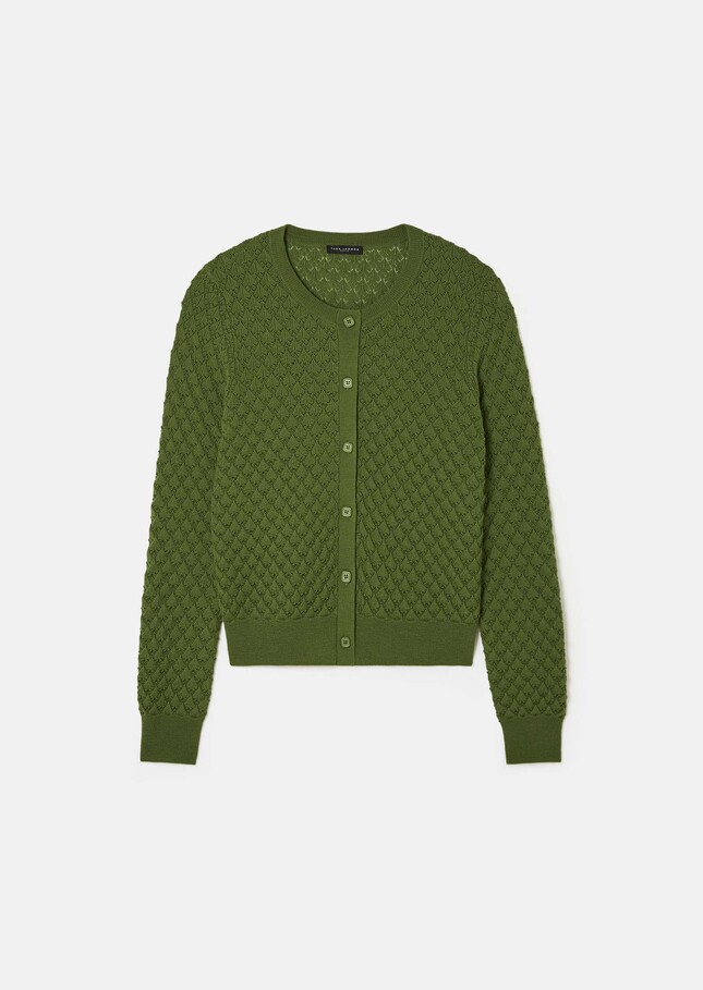 Gilet Gerty vert en laine merinos Cactus TARA JARMON