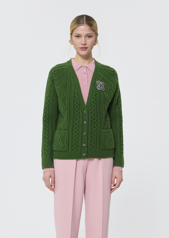 Gilet Greg vert en laine Cactus TARA JARMON