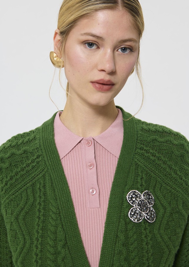Gilet Greg vert en laine Cactus TARA JARMON