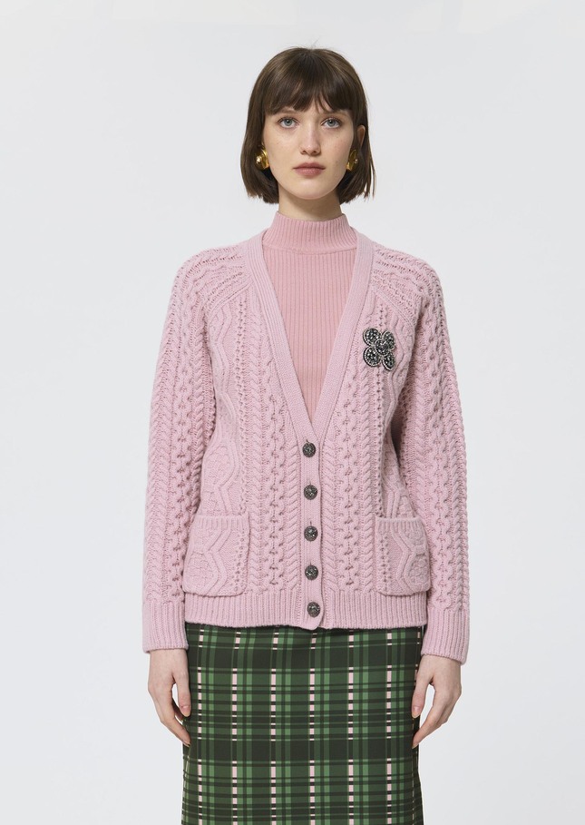 Gilet Greg rose pâle en laine Blush TARA JARMON