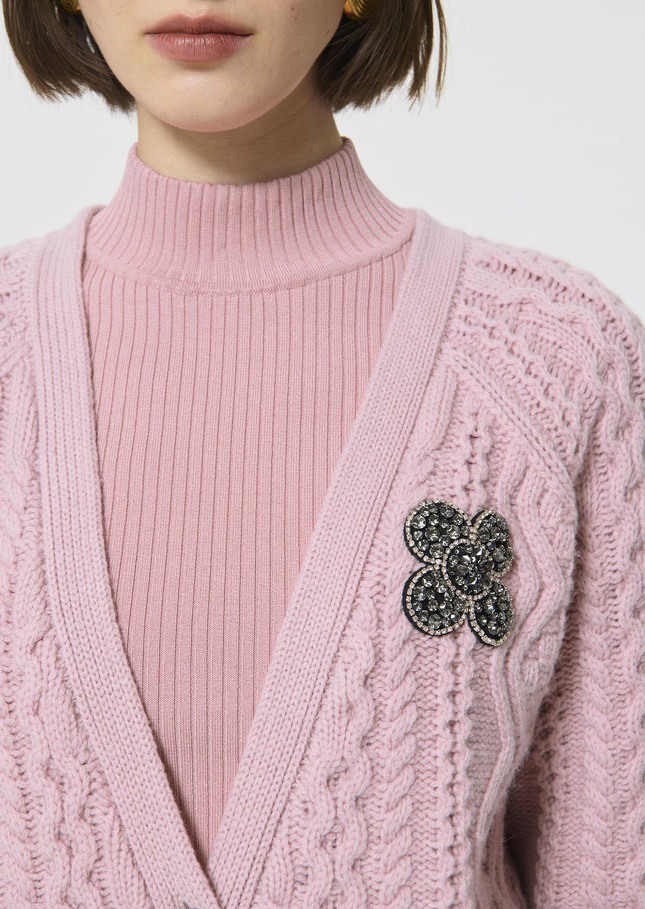 Gilet Greg rose pâle en laine Blush TARA JARMON