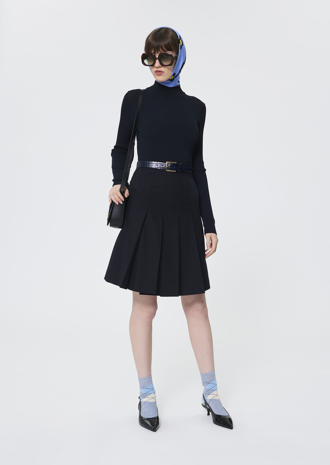 Jupe Jeanne bleu nuit en laine froide Nuit TARA JARMON