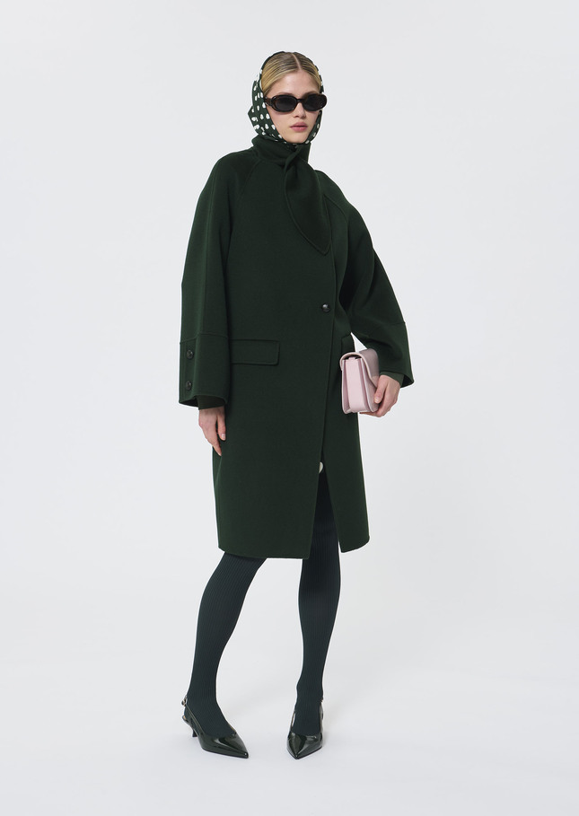 Manteau Mocca vert en laine double face Vert anglais TARA JARMON