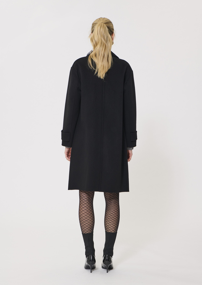 Manteau Maeline noir en laine double face Noir TARA JARMON