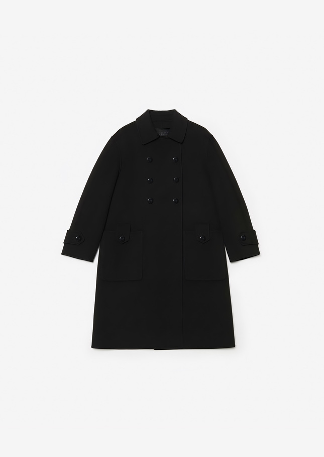 Manteau Maeline noir en laine double face Noir TARA JARMON