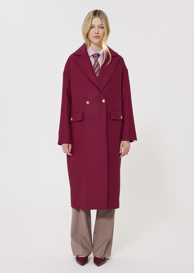 Manteau Milo rouge en drap de lain Grenat TARA JARMON