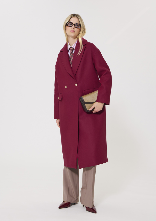 Manteau Milo rouge en drap de lain Grenat TARA JARMON
