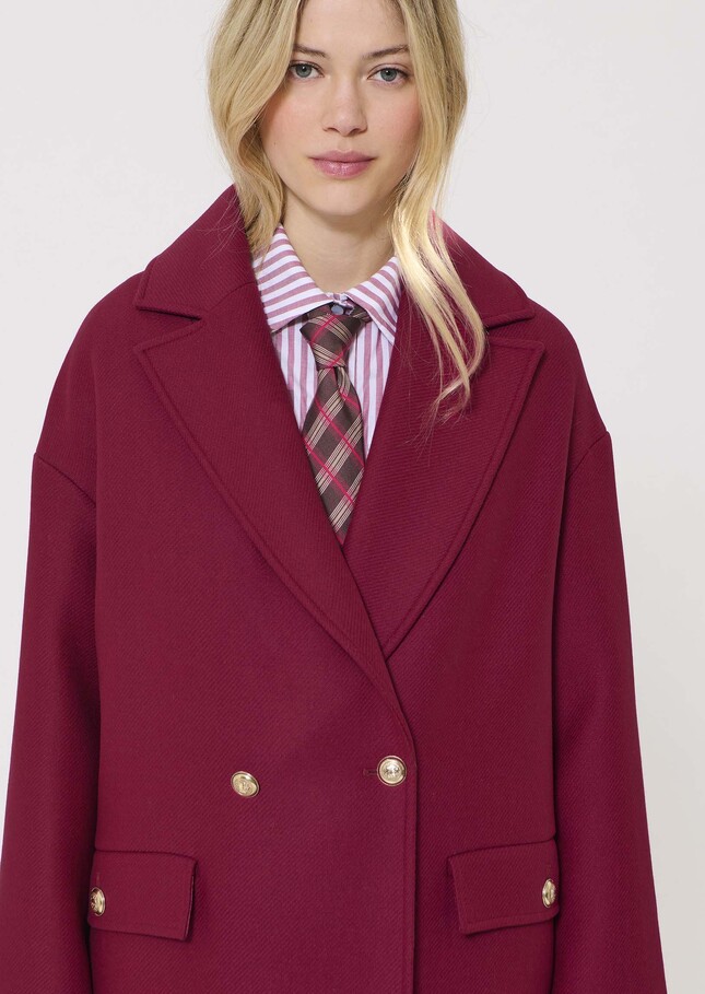 Manteau Milo rouge en drap de lain Grenat TARA JARMON