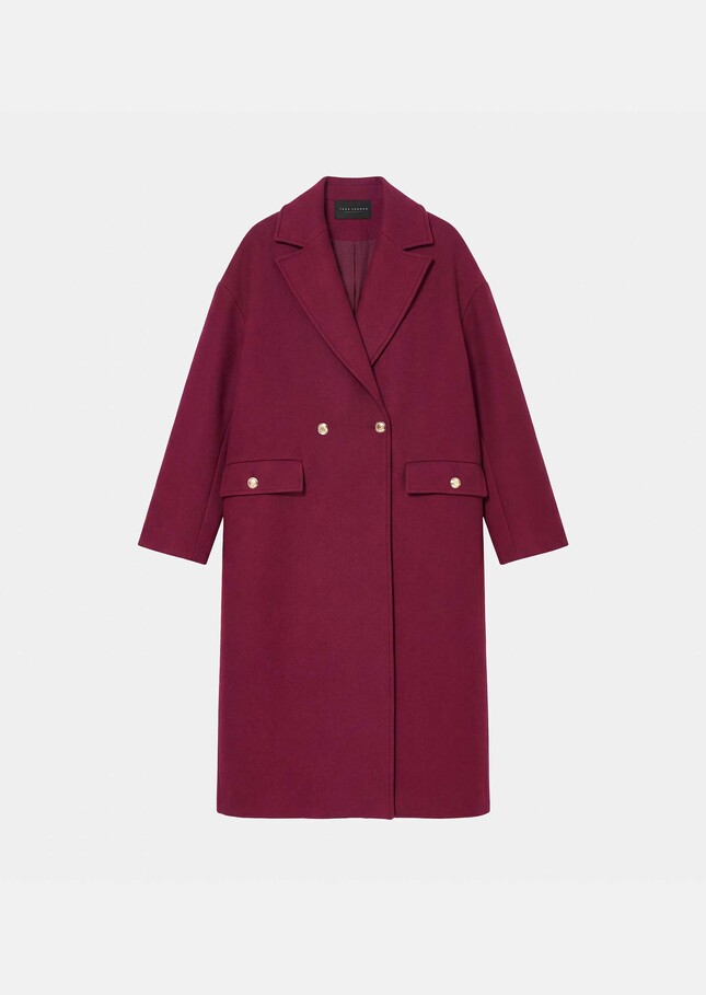 Manteau Milo rouge en drap de lain Grenat TARA JARMON