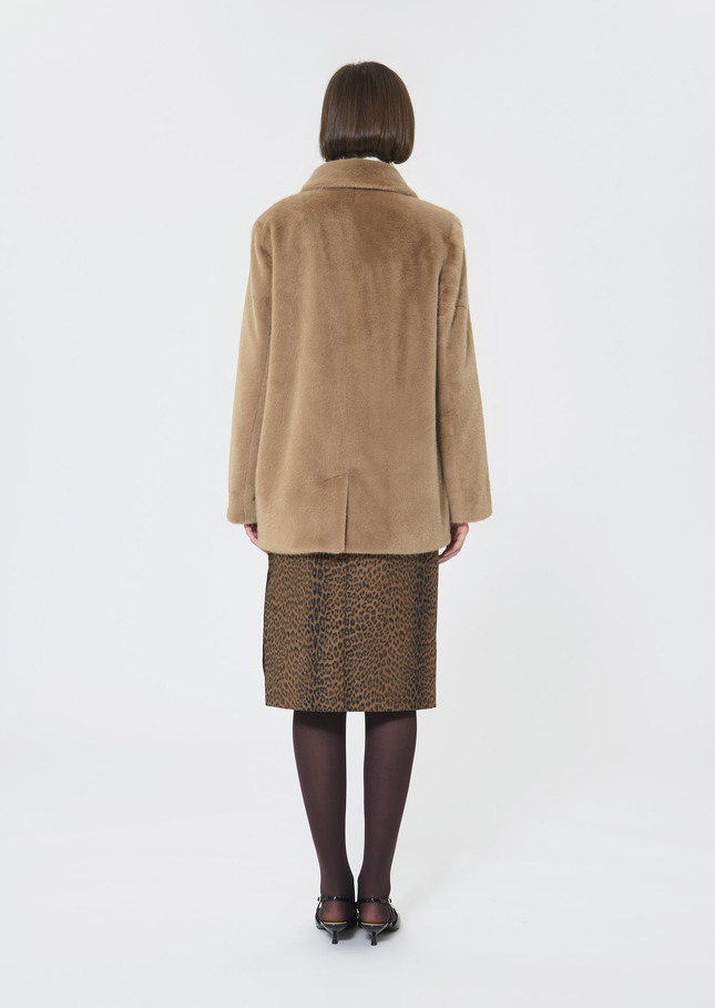 Manteau Melba beige en fausse fourrure Taupe TARA JARMON