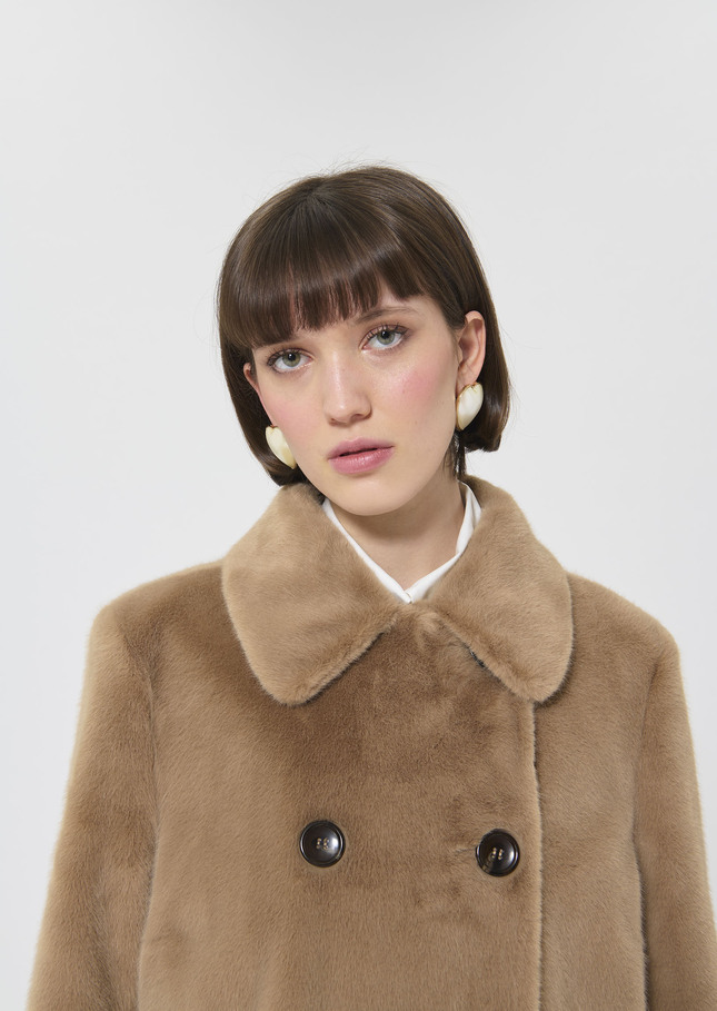 Manteau Melba beige en fausse fourrure Taupe TARA JARMON