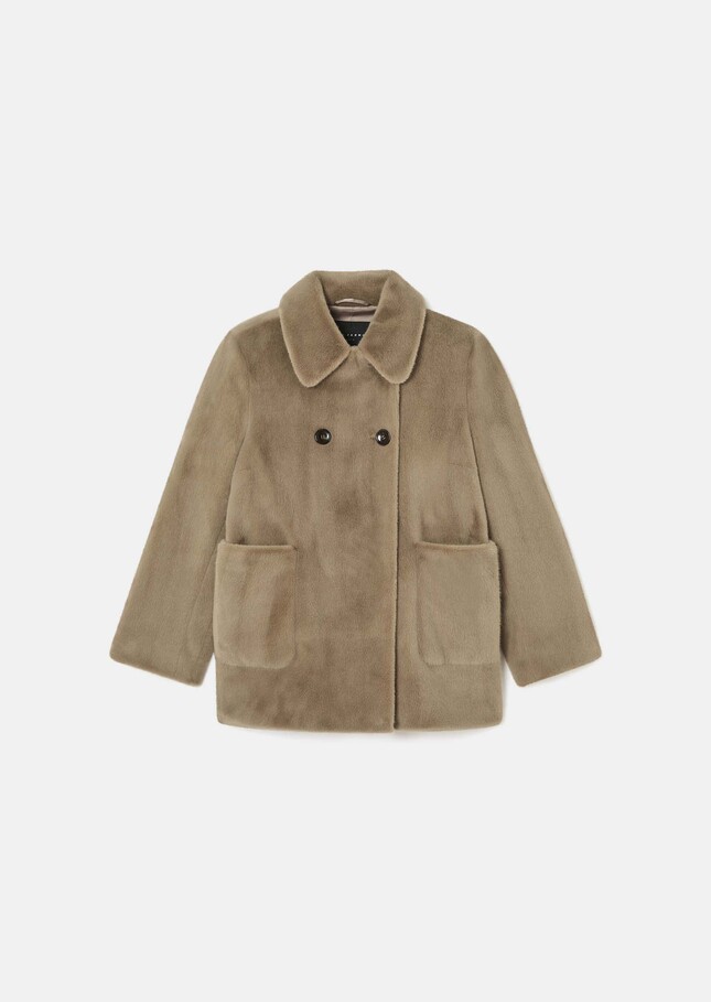 Manteau Melba beige en fausse fourrure Taupe TARA JARMON
