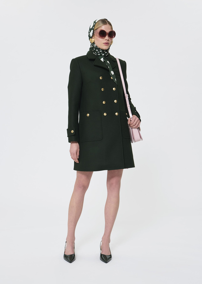 Manteau Manon vert en drap de laine Vert anglais TARA JARMON