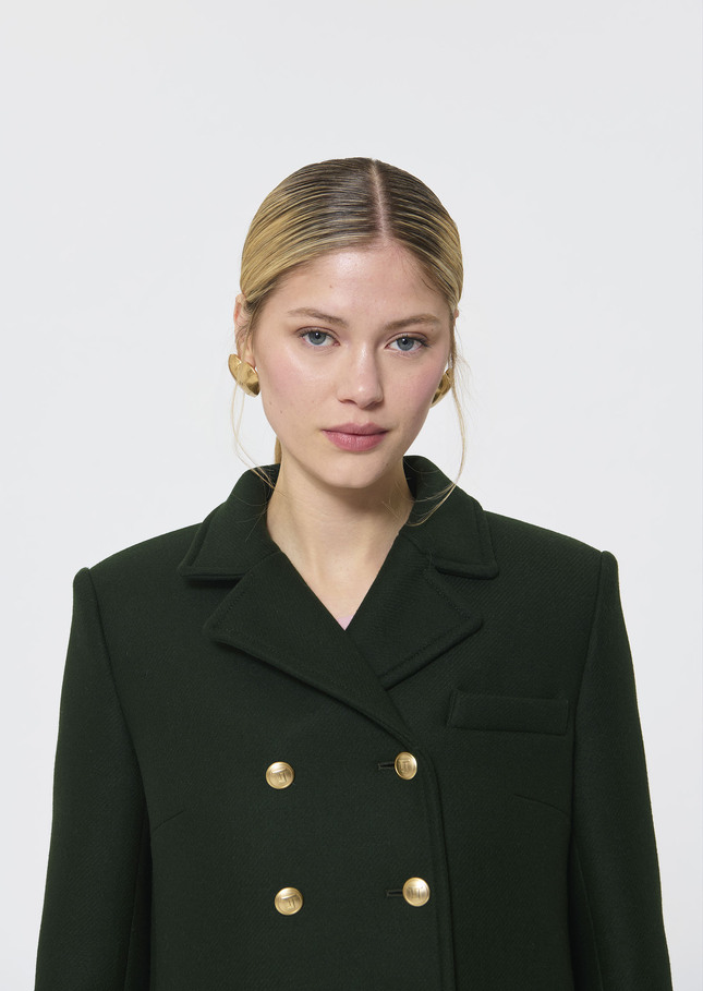 Manteau Manon vert en drap de laine Vert anglais TARA JARMON
