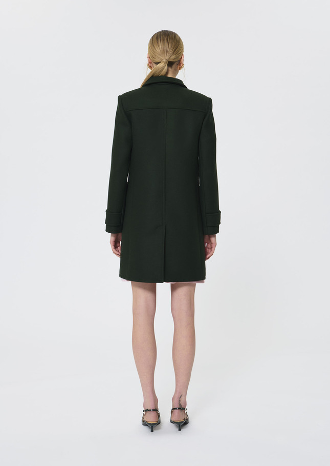Manteau Manon vert en drap de laine Vert anglais TARA JARMON