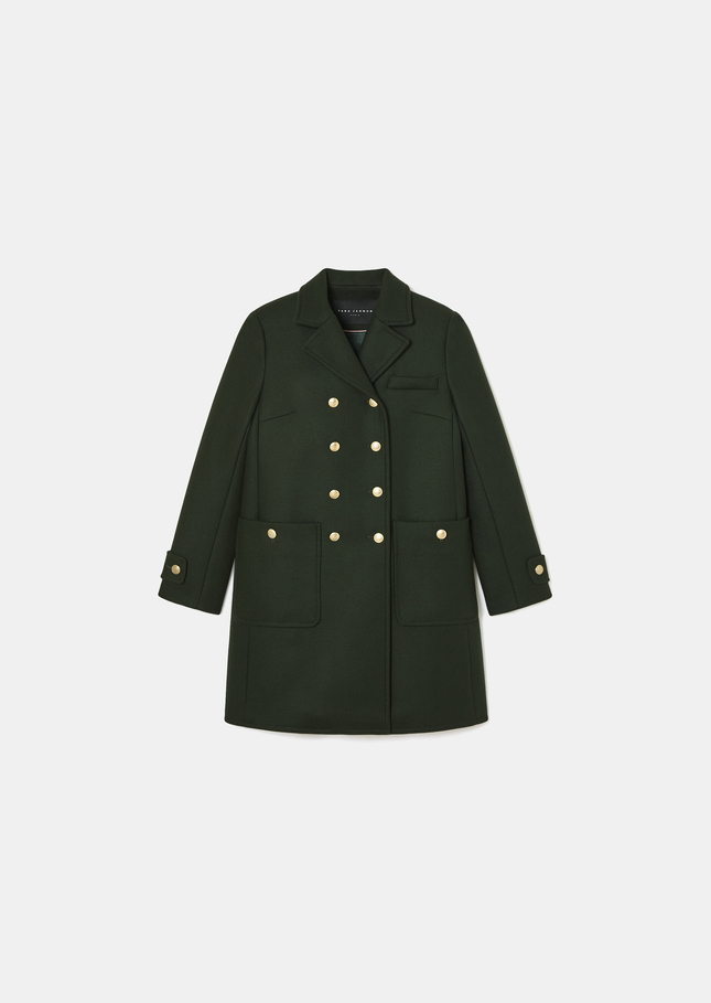 Manteau Manon vert en drap de laine Vert anglais TARA JARMON