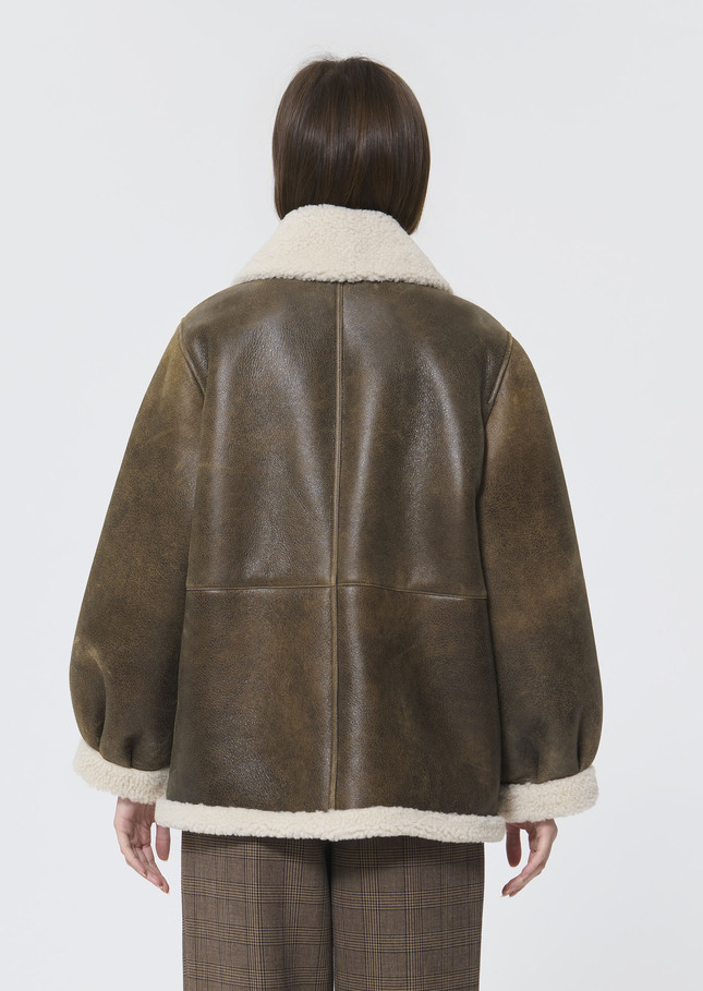 Manteau Misha marron en peau lainée Chocolat TARA JARMON