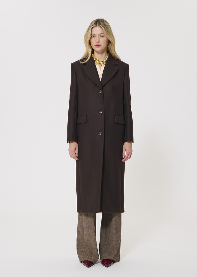 Manteau Matthew marron en drap de laine Chocolat TARA JARMON