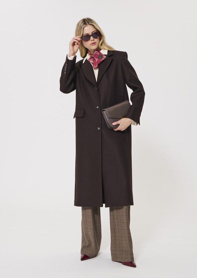 Manteau Matthew marron en drap de laine Chocolat TARA JARMON