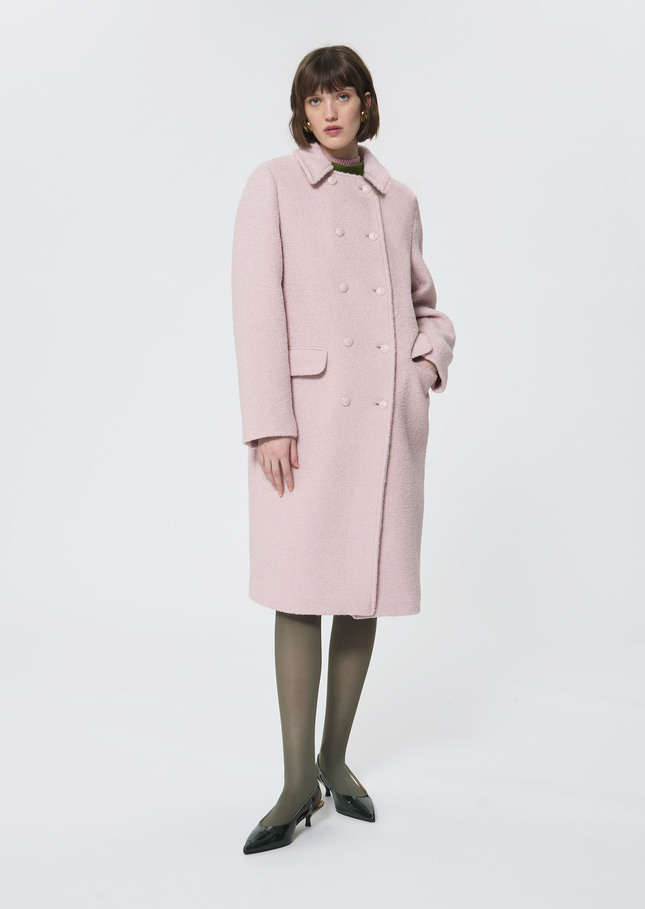 Manteau Marguerite rose en laine bouclette Rose TARA JARMON