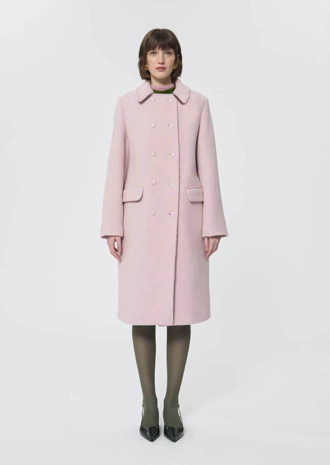 Manteau Marguerite rose en laine bouclette Rose TARA JARMON