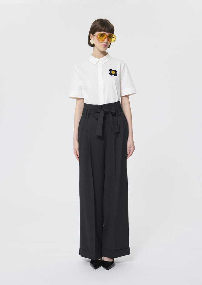 Pantalon Pia gris chiné en flanelle Gris chine TARA JARMON