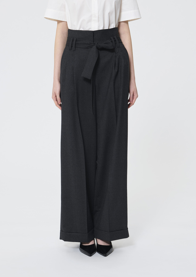 Pantalon Pia gris chiné en flanelle Gris chine TARA JARMON