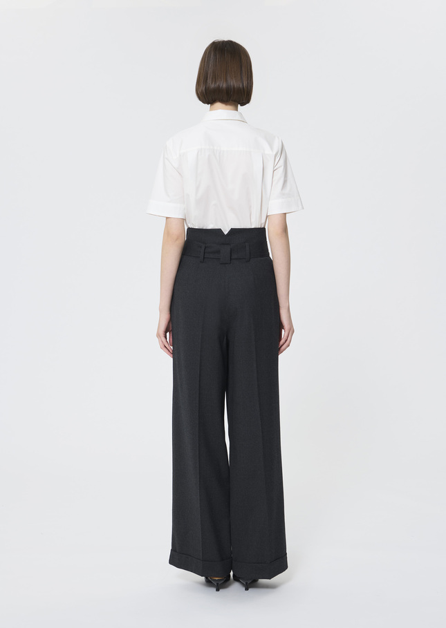 Pantalon Pia gris chiné en flanelle Gris chine TARA JARMON