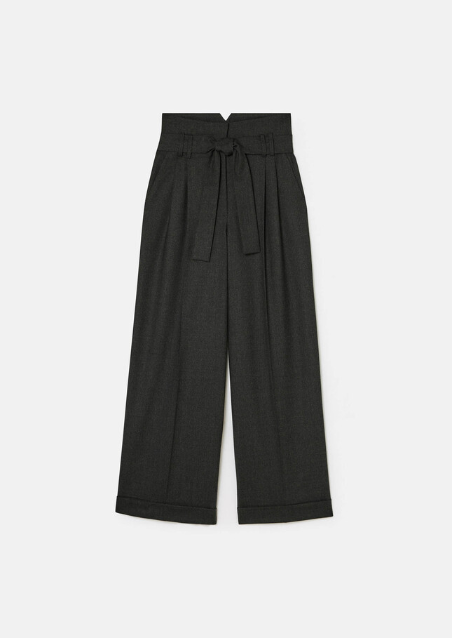 Pantalon Pia gris chiné en flanelle Gris chine TARA JARMON