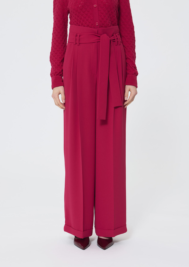 Pantalon Pia rouge en crêpe Grenat TARA JARMON