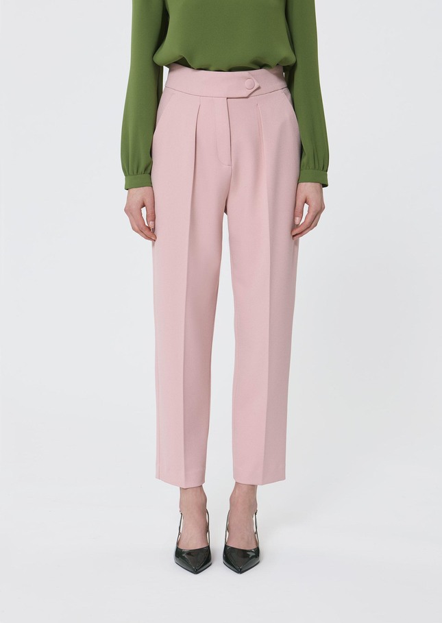 Pantalon Paaso rose pâle en crêpe Blush TARA JARMON