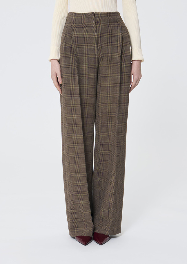 Pantalon Parigi beige motif prince de Galles Taupe TARA JARMON