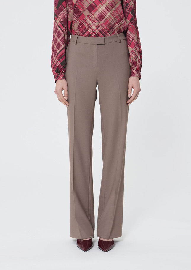 Pantalon Poupee beige en laine froide Taupe TARA JARMON